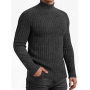 OALUXE Turtleneck Ribbed Long Sleeve Shirts for Mens Undershirts Knit Thermal Fitted Basic Tops