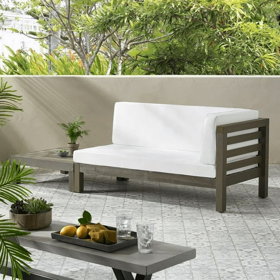 OANA RIGHT CORNER BENCH AND COFFEE TABLE, WHITE