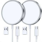 OANDYS 2 Pack Fast Wireless Charger for iPhone 15/14/13/12 /AirPods 3/2（Silver Magsafe Charger）