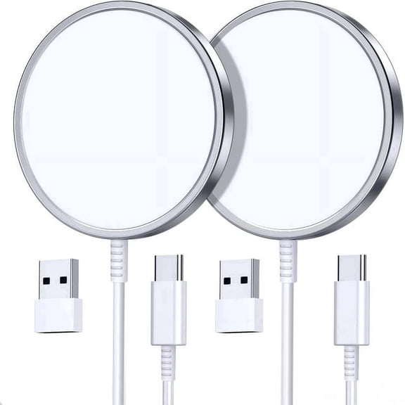 15W Fast Magnetic Wireless Charger 2 Pack, Compatible with iPhone 17/16/15/14/13/12 Series & AirPods, Strong Magnet Charging Pad with USB-C Cable