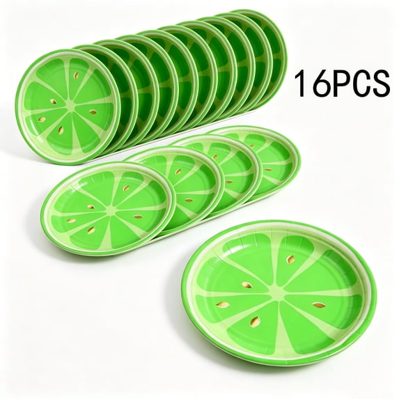OANLKGI 16PCS Lemon Paper Plates Watercolor Summer Fruit Disposable Plates Lemon Party Decorations Tableware Dessert Plate for Wedding Birthday Baby Shower Party Supplies