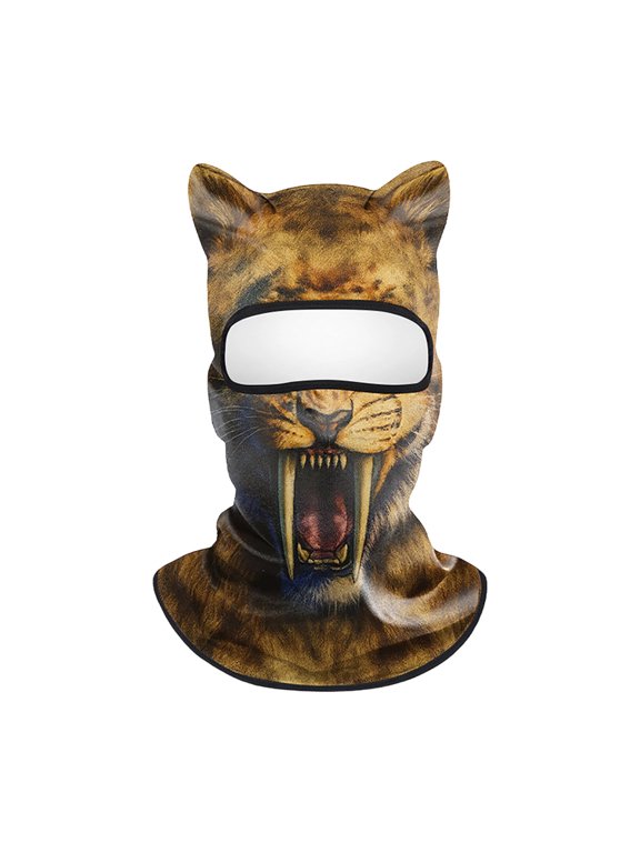 Animal Print Balaclava 16.54 x 11.02 in Pointed Ear Shape Novelty Ski Mask Head and Neck Coverage Full Face Cover for Skiing Snowboarding and Winter Costume Parties Multicolor