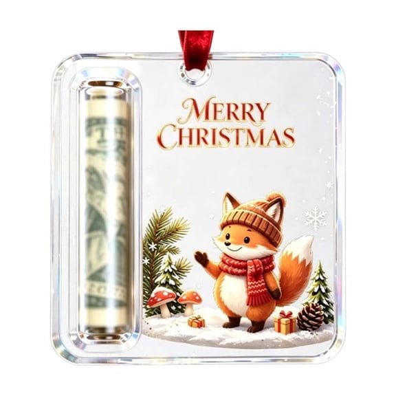 OANLKGI Christmas Cash Gift Ornament, Clear Money Holder Card Decoration, Hanging Tree Ornament Novelty Cash Storage Keepsake for Holiday Gifting Xmas Tree and Seasonal Party Decor