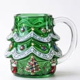 thumbnail image 1 of OANLKGI Christmas Tree Glass Mug Holiday Shaped Coffee Mug 4.8 IN High with Handle for Hot Cocoa Tea Water Home Office Kitchen Table Decor, Green, 1 of 5