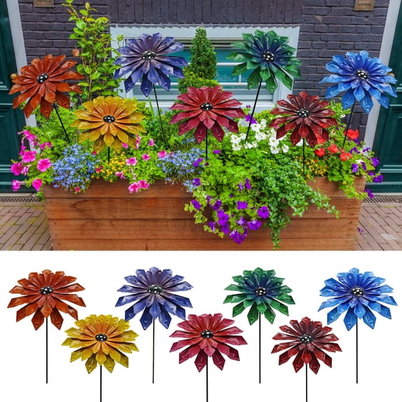 OANLKGI Metal Flowers Wall Decor for Outside, Metal Flowers Decorative Garden Stakes for Spring Decor, Shaking Head Yard Art Garden Decorations for Outdoor Lawn Porch Pathway