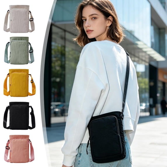 OANLKGI Mini Utility Tote, Nylon Crossbody Phone Bag Messenger Bag Purse, Lightweight Waterproof Small Sling Bag with Adjustable Strap, Compact Zippered Shoulder Pouch for Daily Use, Travel