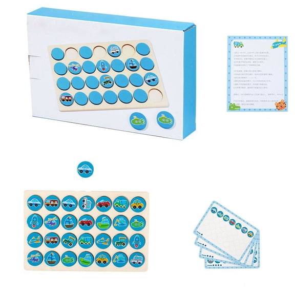 OANLKGI Montessori Wooden Matching Game for Toddlers 2-4 Years, 28 Blocks and Scratch-Resistant 12 Card Set, Includes Carry Bag - Memory Game for Toddlers - Cognitive Verbal Skills Development