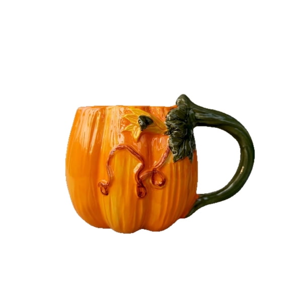 OANLKGI Pumpkin Ceramic Mug 5.47 x 3.54 IN Dustproof Lid and Sculpted Shape Lidded Pumpkin Cup Reusable Ceramic Construction Fall Drinkware Mug for Home and Seasonal Decoration Multicolor