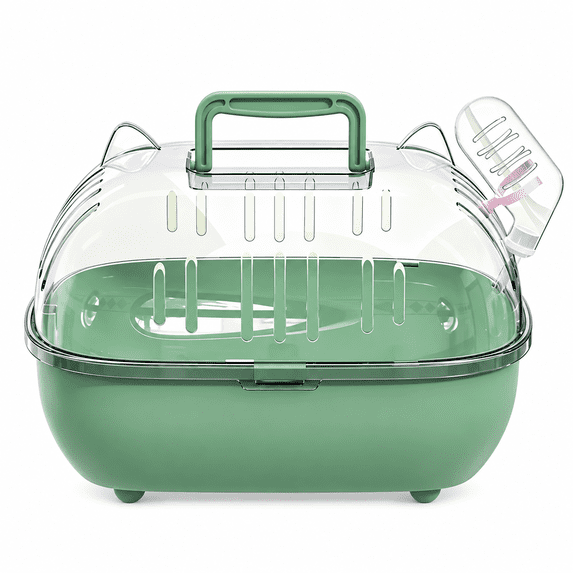 OANLKGI Small Pet Travel Carrier 10.83 x 8.66 IN Acrylic Viewing Panels Transparent Animal Transport Box Water Bottle and Carry Handle Portable Ventilated Pet Cage Pet Travel Green