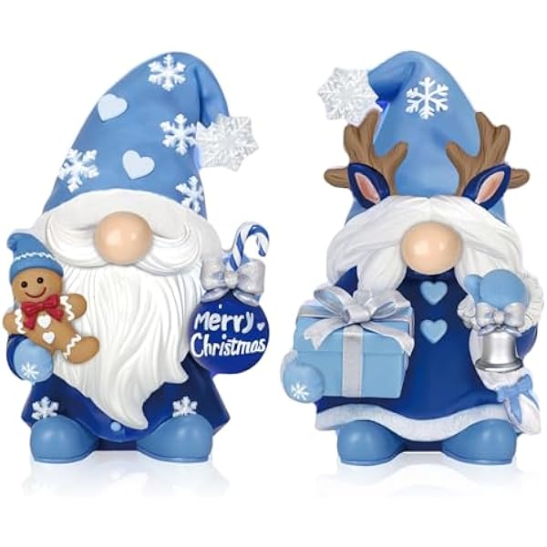 OAO 2 Pcs Winter Christmas Gnomes Figurines Rustic Scandinavian Nordic ...