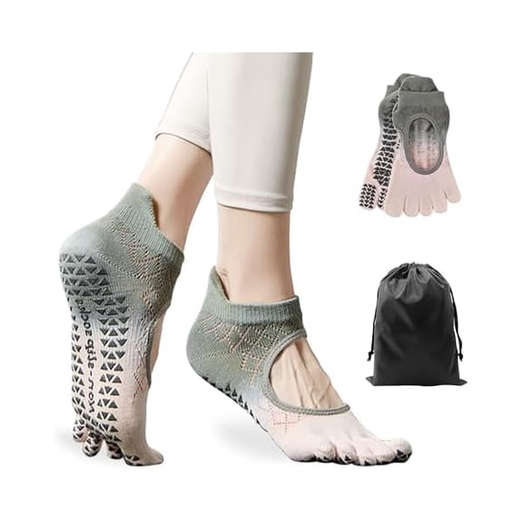 OAO Pilates Socks with Grips for Women - Toe Separators Non-Slip Barre Socks for Yoga, Ballet, Fitness, Dance