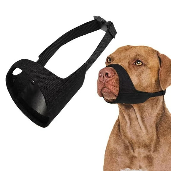 OAO Pitbull Muzzle, Soft Dog Muzzle with Anti-Slip Strap for American Bully Bulldog Boxers Rottweilers, Fabric Mouth Guard for Medium Large Short Snout Dog Anti Biting Chewing, Allow to Drink