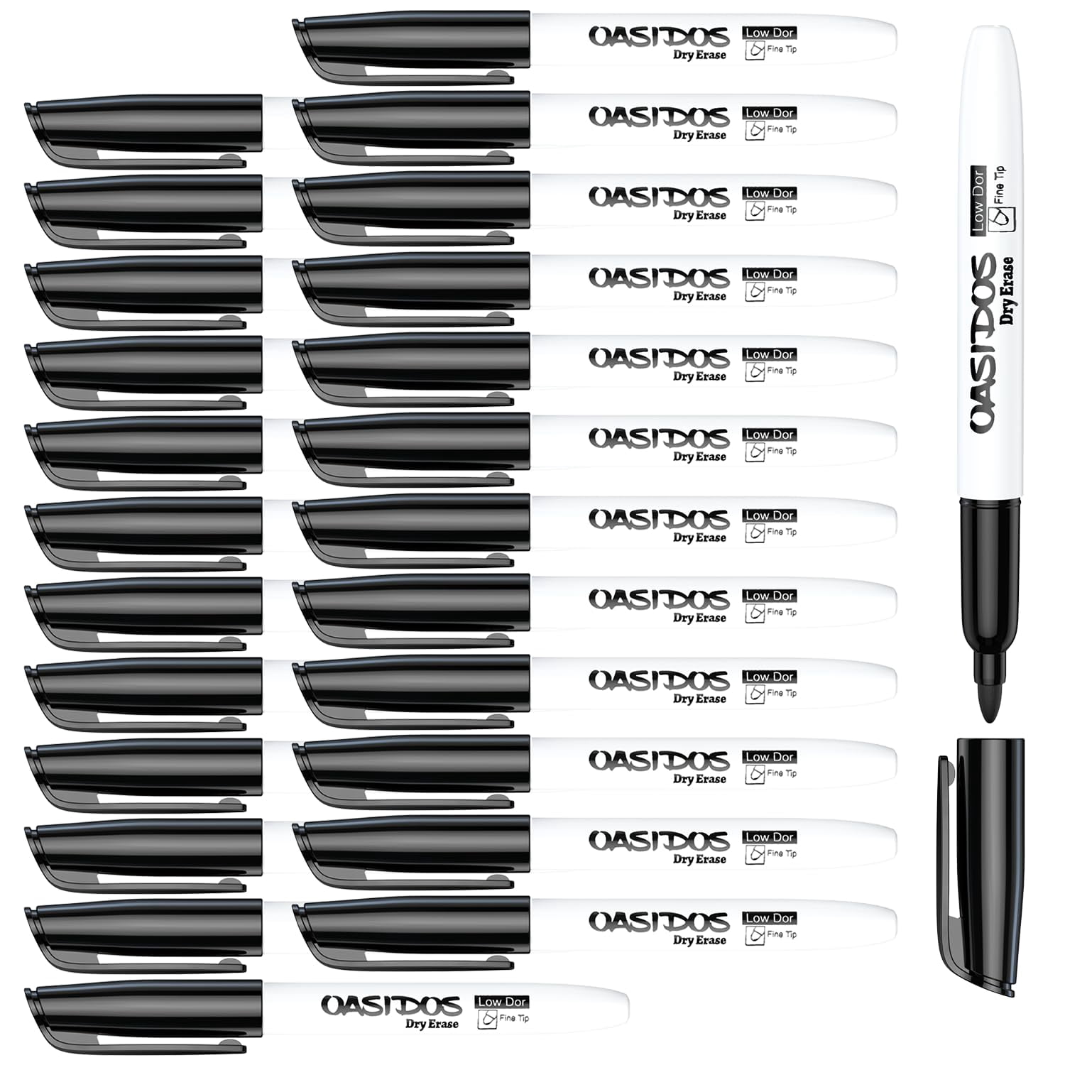 OASIDOS Dry Erase Markers Fine Tip - 24 Pack Fine Point Thin Black ...