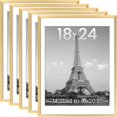 thumbnail image 1 of OASIS 18x24 Picture Frame Set of 5, Display Pictures 16x20 with Mat or 18 x 24 Without, Wall Gallery Poster Frames, Gold, 1 of 14