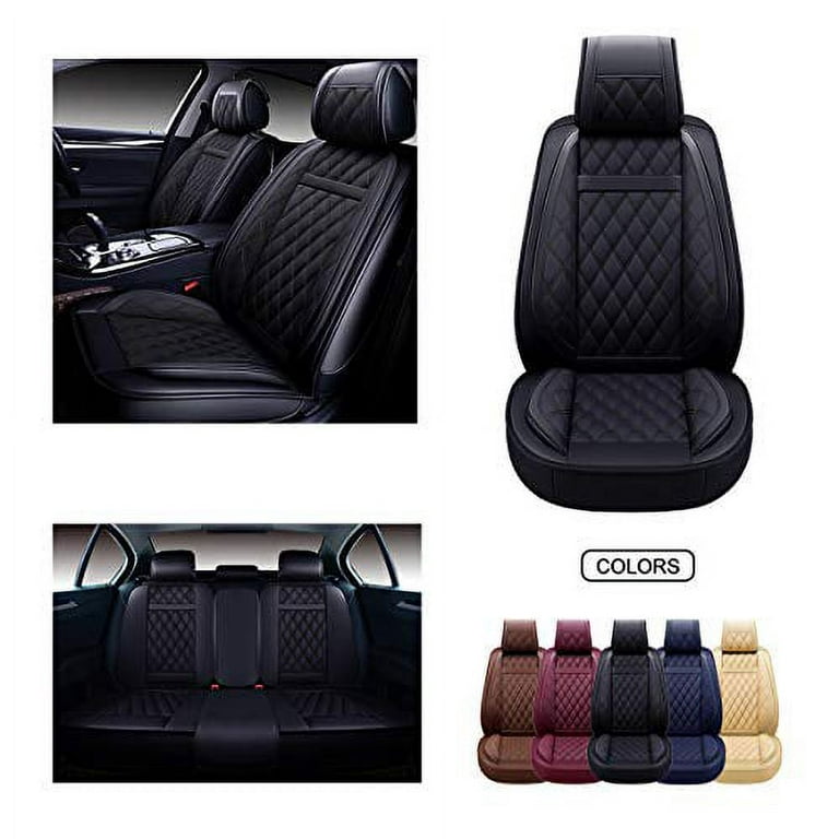 OASIS AUTO OS-009 Leather Car Seat Covers, Faux Leatherette Automotive Vehicle  Cushion Cover for 5 Passenger Cars & SUV Universal Fit Set for Auto  Interior Accessories (Front&Rear, Black) 