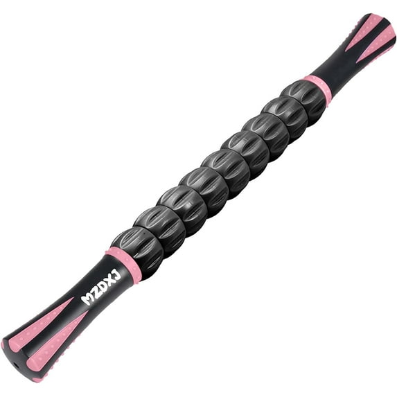 OASIS Muscle Roller Stick for Athletes, Massage Roller to Reduce Muscle Soreness, Cramping & Tightness - Legs, Arms, Back & Calves (Black Pink- 18 inch)