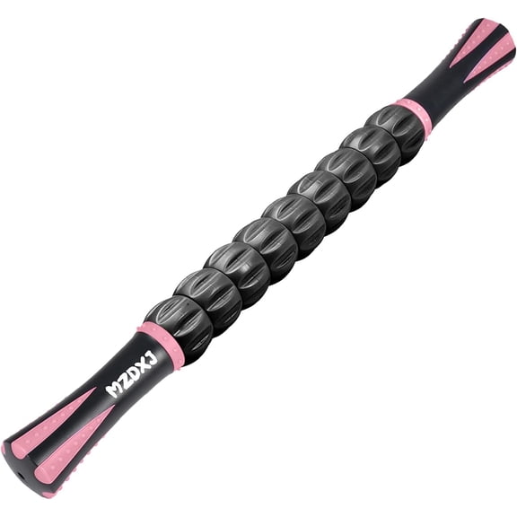 OASIS Muscle Roller Stick for Athletes, Massage Roller to Reduce Muscle Soreness, Cramping & Tightness - Legs, Arms, Back & Calves (Black Pink- 18 inch)