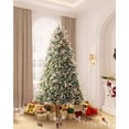 thumbnail image 1 of OASISCRAFT 6ft Pre-Lit Snow Flocked Christmas Tree with 450 Clear Lights, Red Berries, Ideal for Home Party Decor Metal Stand, 1 of 10