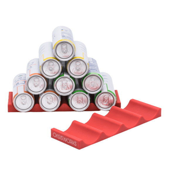 OASISWORKS Silicone Can and Bottle Organizer | Kitchen & Refrigerator Organizer for Beer Cans, Soda Cans, Wine Bottles | Silicone Wine Bottle Rack | 2 Pack