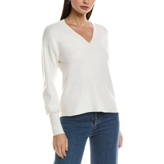 OAT NEW YORK womens  V-Neck Sweater, XL, White