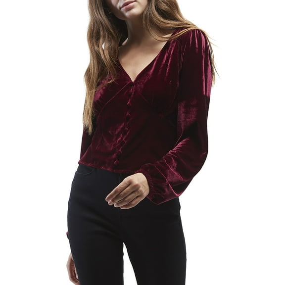 OAT Holiday Berry Velvet V-Neck, Blouse (Women's), Sizes S-XL