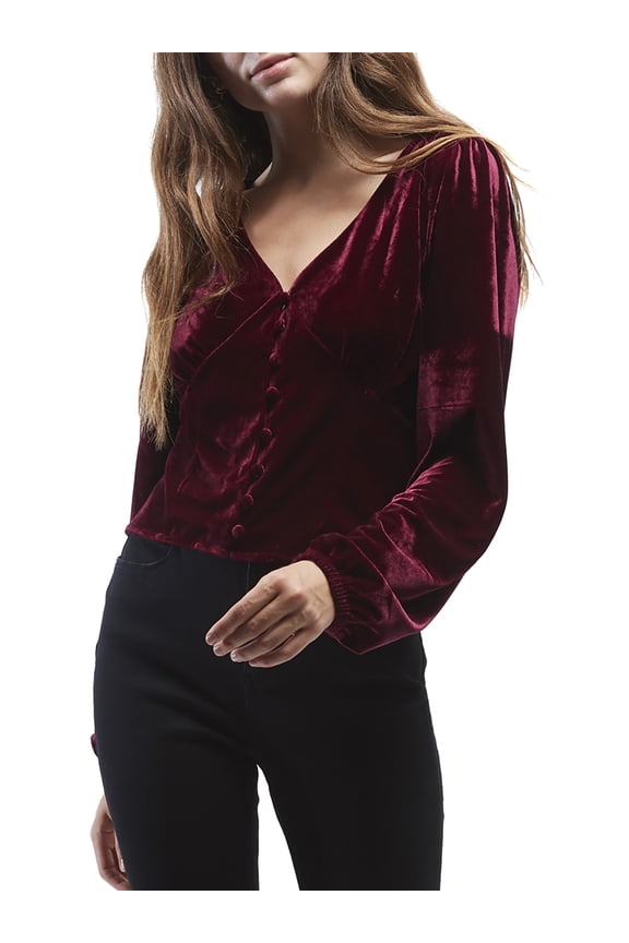 Holiday Berry Velvet V-Neck, Blouse (Women's), Sizes S-XL