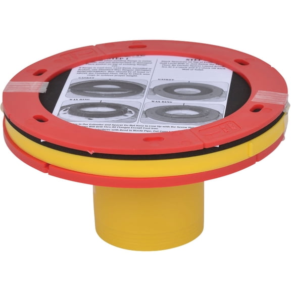 OATEY 43400 Set-Rite Toilet Flange Extension Kit, 1/4"-1-5/8", Red, Yellow