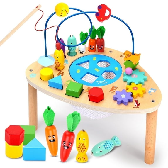 OATHX Baby Activity Table Toys Bead Mazes Board Wood Montessori Education Learn Child Birthday Gifts