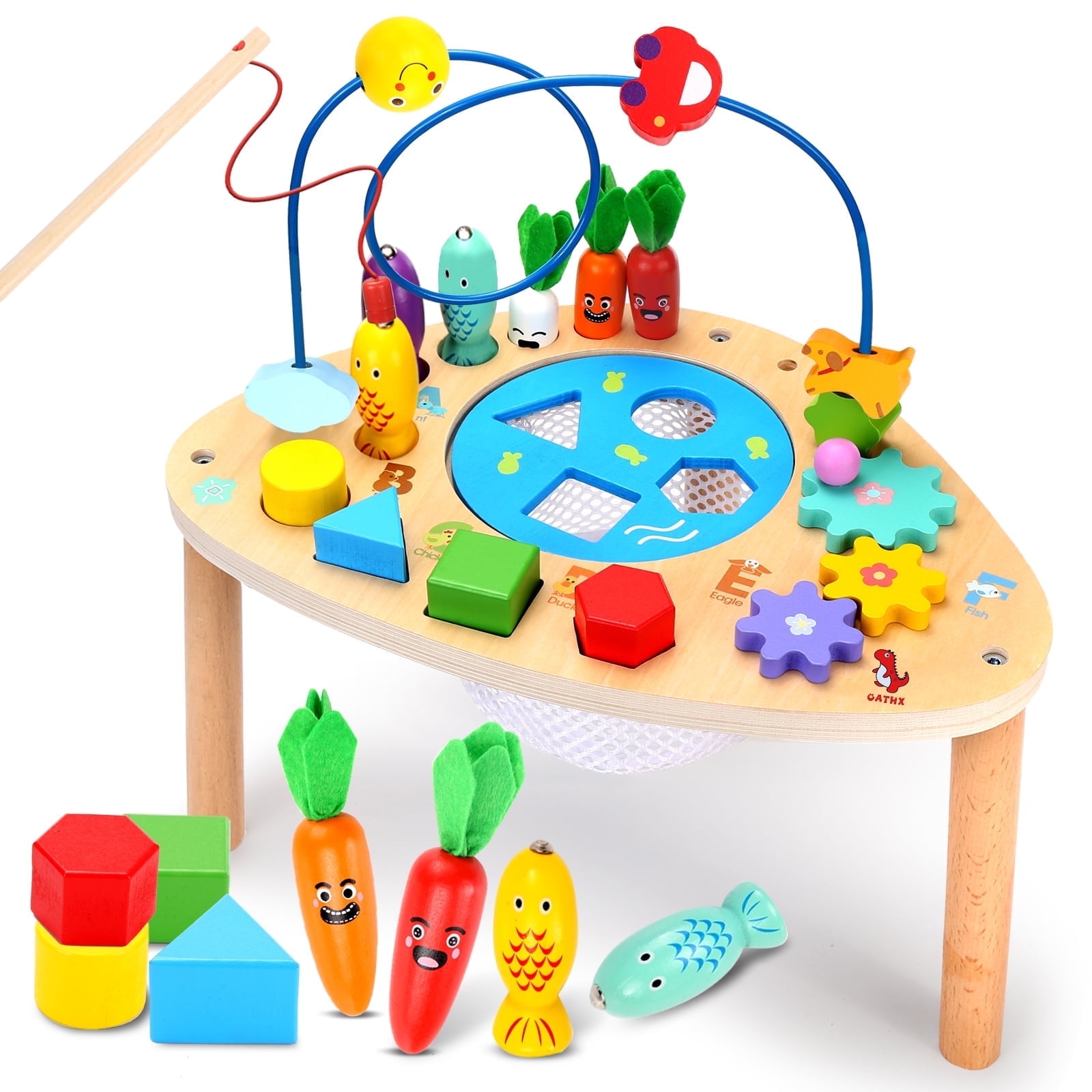 Walmart Saving of  OATHX Wooden Busy Activity Table, Baby Bead Maze, Montessori Learning Toys for Infant Toddler