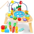 OATHX Baby Activity Table Toys 6-in-1 Montessori Bead Maze Board ...