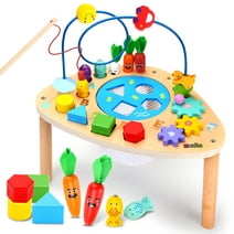 OATHX Baby Activity Table Wooden Bead Maze Montessori Early Developmental Learning Toys for Children