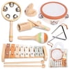 OATHX Baby Music Toys Wooden XylophoneTambourine Set Educational Toy Musical Instruments for Kids, Toddler Birthday