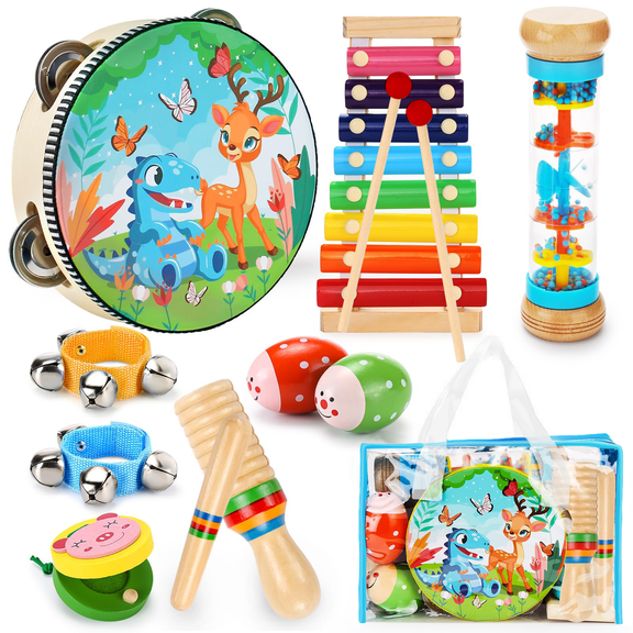 OATHX Educational Toys Percussion Xylophone Baby Music Kit Kids Wood Musical Instruments for Toddler Toy
