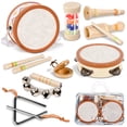 thumbnail image 1 of OATHX Kids Drum Set Tambourine Maracas Toy Drum Baby Music Kit Wood Musical Instruments for Toddler, 1 of 7