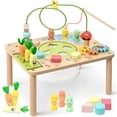 thumbnail interactive-video image 1 of OATHX Busy Infant Learning Radishes Maze Fishing Toy Bead Maze Toddler Activity Table Montessori Toy, 1 of 8