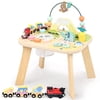 OATHX Train Track Toy Bead Maze Toddler Activity Table Child Wood Montessori Sensory Baby Learn Toy 1-5 Year