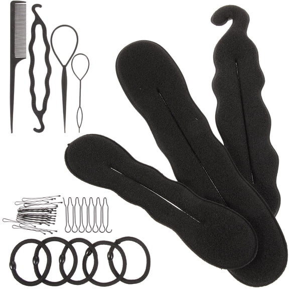 OATIPHO 1Set Black Hair Bun Makers and Braiding Tools Kit for DIY Hairstyle Decoration