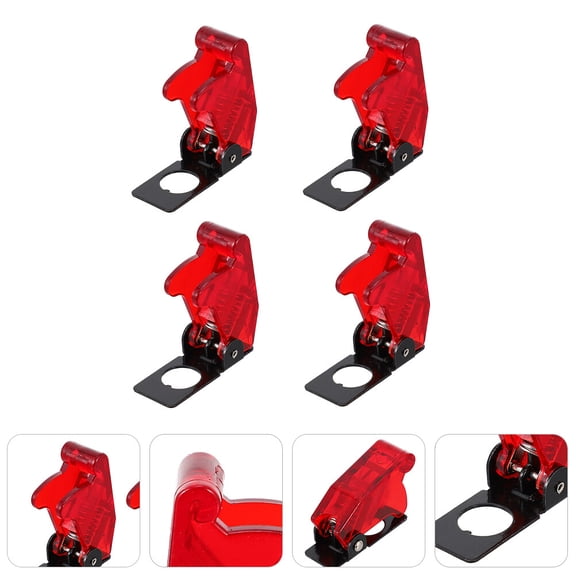 OATIPHO Red Toggle Switch Guards Plastic and Iron for Protection 4Pcs