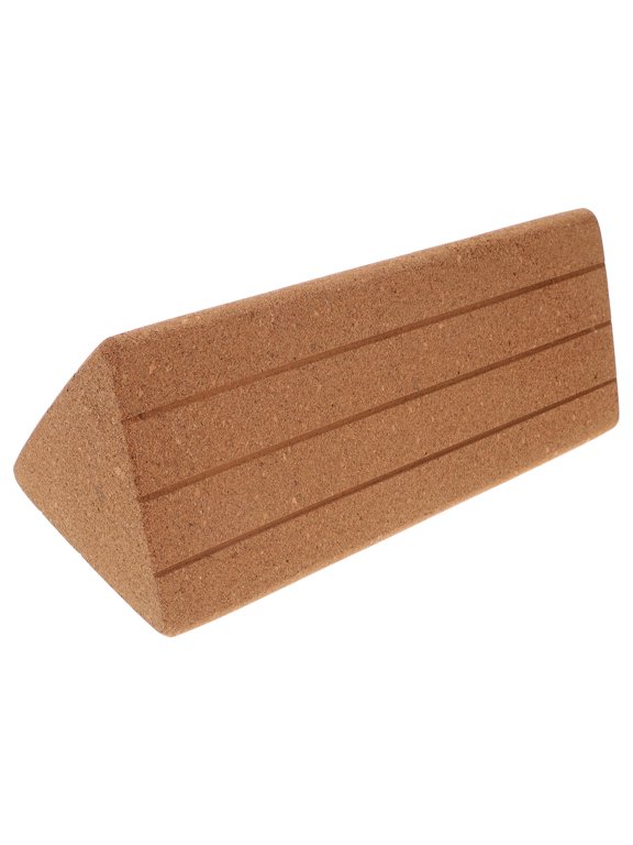 Triangular Yellow Cork Yoga Block with Non Slip Surface for Workout and Meditation