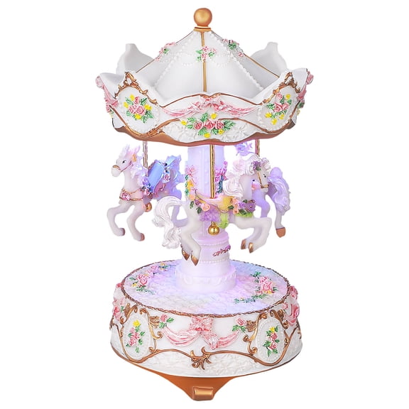 OATIPHO White Resin Carousel Music Box for Home Decor, Artistic Design, Gentle Melody
