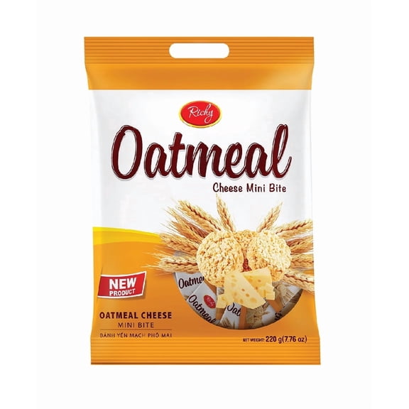 Richy Instant Oatmeal Mini Bites, Cheese, Crunchy, 1 Count 220 Gram