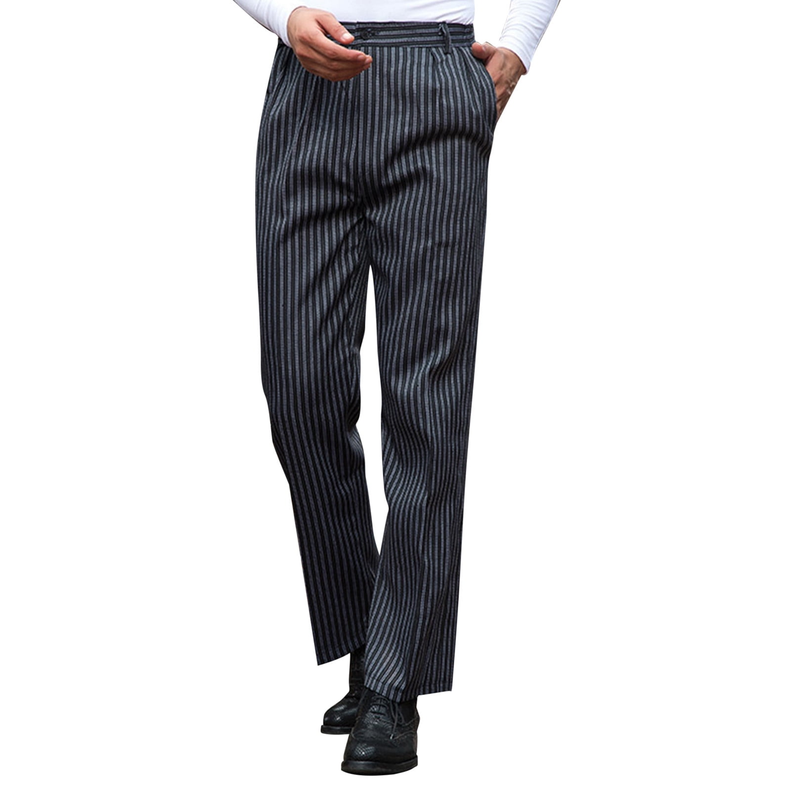 Autumn Spring Vertical Streak Casual Straight Wide Leg Trousers for Men main image 1