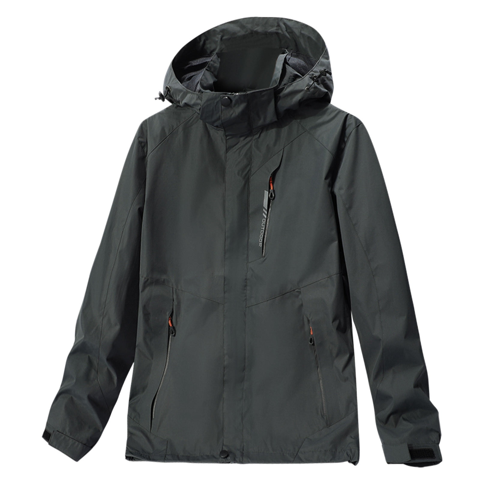 OAUP Mens Rain Jackets Waterproof Solid Color Hooded Breathable Flight Suit Windproof Outdoor Jacket Fall Winter Raincoat Simple Climbing Cycling Hiking Coats Walmart