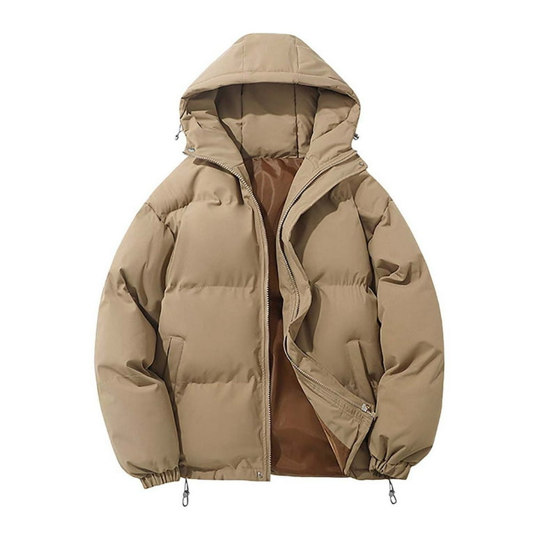 OAUP Plus Size Mens Puffer Jackets Outdoor Long Sleeve Turn Down Pocket Solid Color Down Unisex Jacket Fall Winter Coat Retro Leisure Comfy Coats Walmart
