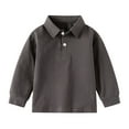 thumbnail image 1 of Wxolcjlv Toddler Boys Polo Shirts School Long Sleeve Casual Solid Color Gentleman Tops Holiday Lapel Button Pullover Shirt Vintage Casual Fit Daily Tee,18 -24 Months, 1 of 3