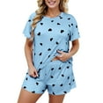 thumbnail image 1 of Wxolcjlv Womens Pajama Sets Summer Plus Size Short Sleeved Shorts Housecoat Set Breathable Comfortable Sleepwears Daily Fit, 1 of 5