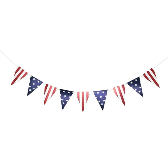OAVQHLG3B 4th of July Banner American Stars and Stripes Flag Bunting Garland USA Triangle Banner Patriotic Party Decoration for Fourth of July Independence Memorial Day Party Supplies