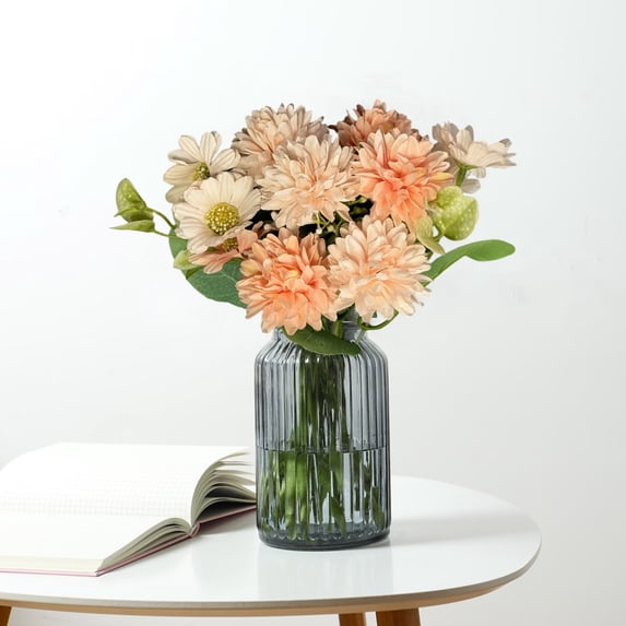 OAVQHLG3B 11.8inch Silk Artificial Spring Bouquet Pastel Flowers with Dahlia Lilac Flowers Colorful Fake Wildflowers Floral Arrangements for Wedding Easter Table Centerpieces Home Decor Indoor
