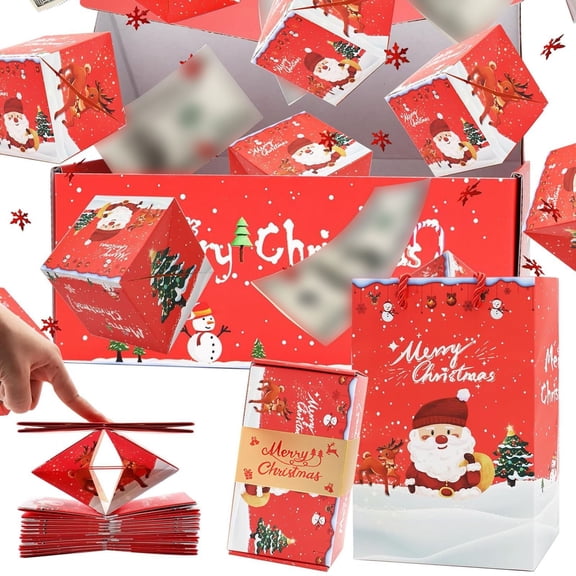 OAVQHLG3B 12Pcs Christmas Surprise Box, Exploding Money Box with Green Bouncing Cash Explosion for Xmas, Santa Sleigh Gift, Party Supplies