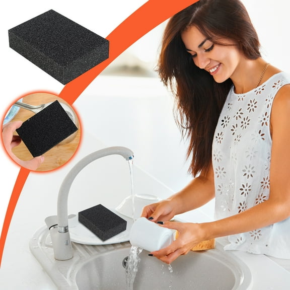 OAVQHLG3B 1Pc Nano Carborundum Sponge, Carborundum Sponge Nano Emery Sponges,Emery Sponge Brush for Pots and Pans Black